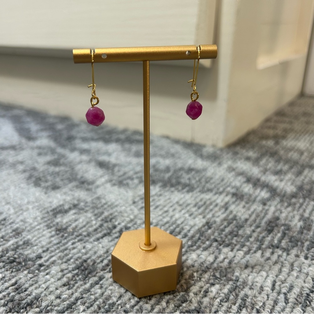 Elegant Gold and Pink Drop Earrings